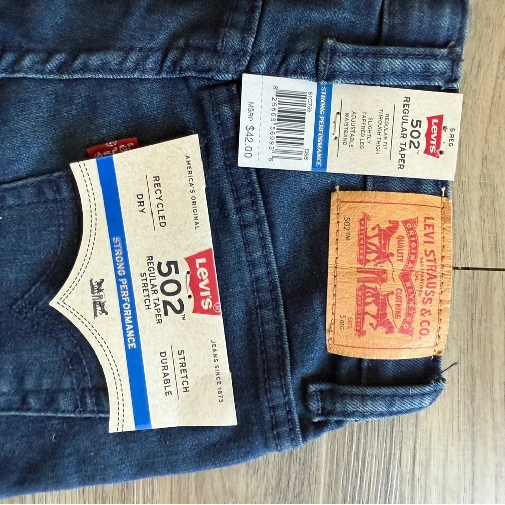 Levi's 502 Regular Taper Kids Dark Blue Jeans Size 5 reg NWT